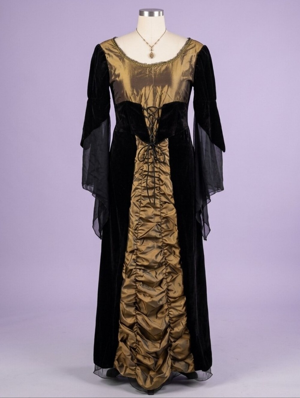 Gothic Medieval Lady Renaissance Costume Dress Velvet Lace-up Gown Sz S/M